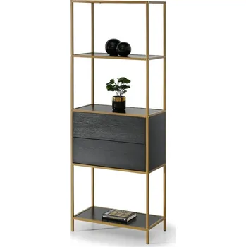 regál Policový regál se šuplíky MAIRA - černý / zlatý