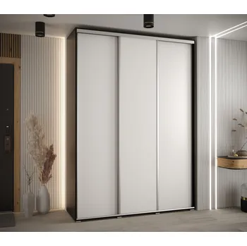 Šatní skříň Šatní skříň YVONA 1 - 180/45 cm, černá / bílá / stříbrná