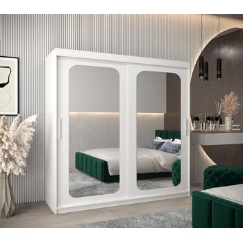 Šatní skříň Zrcadlová skříň DONICELA 2 - 200 cm, bílá