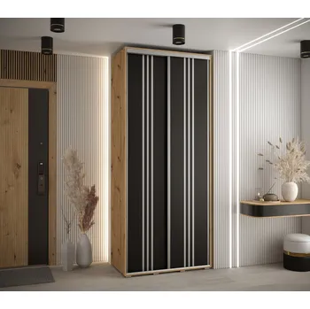 Šatní skříň Šatní skříň ASIRI 6 - 100/45 cm, dub artisan / černá / stříbrná