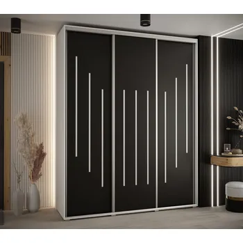 Šatní skříň Šatní skříň ASIRI 8 - 190/60 cm, bílá / černá / stříbrná