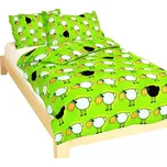 DADKA VRACOV Povlečení bavlna do postýlky Stádo oveček zelené 90x130, 45x60 cm