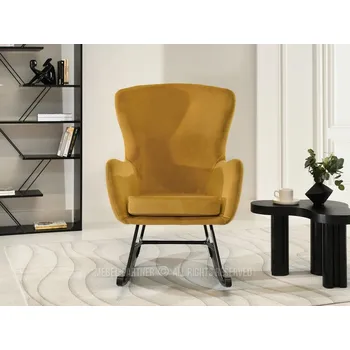 Křeslo Houpací křeslo RIFAT - hořčicové / černé