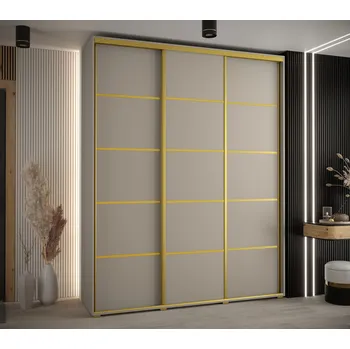 Šatní skříň Šatní skříň INDIRA 4 - 190/60 cm, kašmír / zlatá