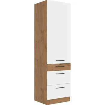Kuchyňská linka Potravinová skříň se šuplíky VANYA - šířka 60 cm, bílá / dub lancelot