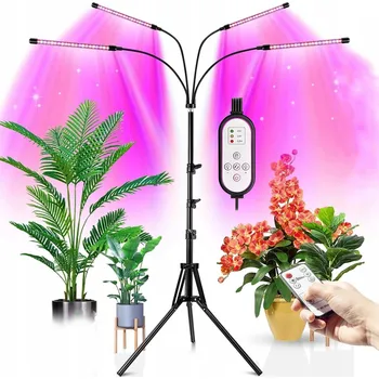 Osvětlení pro růst rostliny LED Lampa pro Pěstování Rostlin, Panel x 4, Časovač pro Přisvětlování + Dálkové Ovládání