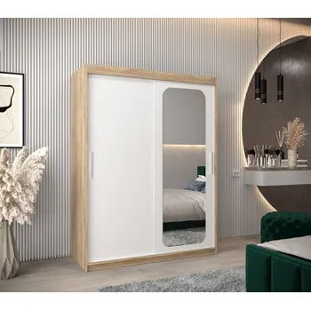 Šatní skříň Zrcadlová skříň DONICELA 1 - 150 cm, sonoma / bílá