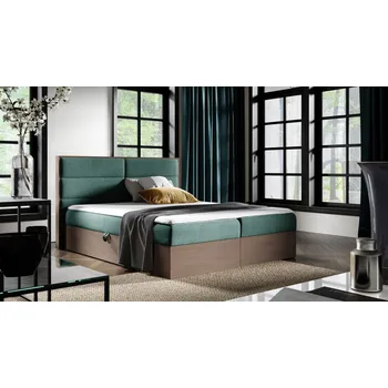 Postel Kontinentální postel 180x200 CHANTELLE 5 - tmavý dub / zelená + topper ZDARMA