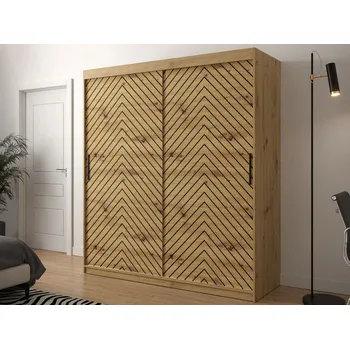 Šatní skříň VENETI ORIOT 180 cm Dub artisan / černá