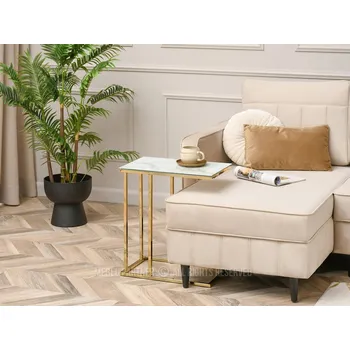 Toaletní stolek Odkládací stolek VESELIN - bílý mramor / zlatý