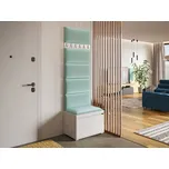 Předsíňová stěna s nástěnnými čalouněnými panely CLENZE 5 - bílá / mentolová