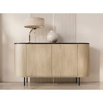 Komoda Komoda s dvířky TANGIER - dub cremona / černý mramor / černá