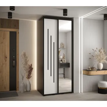 Šatní skříň Šatní skříň YVONA 9 - 120/60 cm, černá / bílá / černá