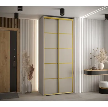 Šatní skříň Šatní skříň INDIRA 4 - 100/60 cm, kašmír / zlatá