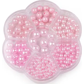 Dětské navlékací korálky Sada plastových voskových korálků v boxu, velké, 4 růžová světlá