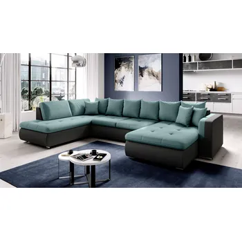 Sedací souprava Sedací souprava do U DAFNI - černá / tyrkysová