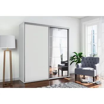 Šatní skříň Prostorná zrcadlová šatní skříň 125/245 JACOBO - bílá