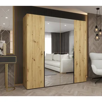 Šatní skříň Šatní skříň 200 cm ASUDA se zrcadly - dub artisan / černá