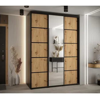 Šatní skříň Šatní skříň YVONA 5 - 180/60 cm, černá / dub artisan / černá