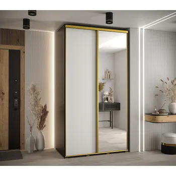 Šatní skříň Šatní skříň YVONA 3 - 130/60 cm, černá / bílá / zlatá