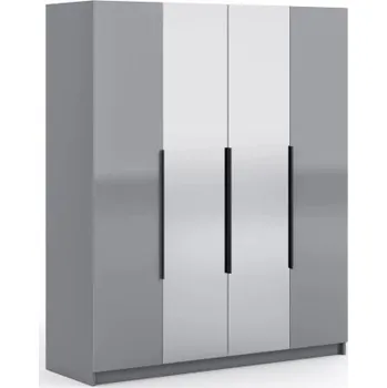 Šatní skříň Šatní skříň se zrcadlem 160/60 AUREN - lesklá šedá
