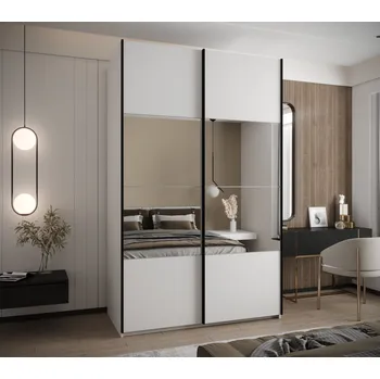 Šatní skříň Dvoudveřová skříň SAMARA 4 - 160 cm, bílá / černá