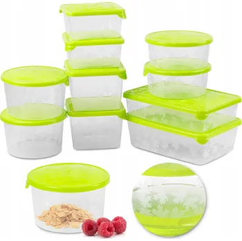 Dóza na potraviny 10x PLASTOVÁ NÁDOBA NA POTRAVINY UZENINY SADA NÁDOB ZELENÁ