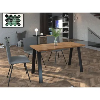 Jídelní stůl Industriální jídelní stůl KLEAN 1 - dub lancelot / černý mat