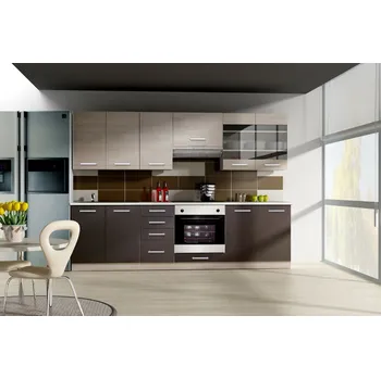 Kuchyňská pracovní deska Kuchyňská linka 260/260 cm JING - dub ferrara / legno + dřez ZDARMA