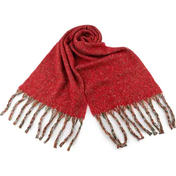Šála Zimní šála s třásněmi 35x185 cm, velké, 2 červená