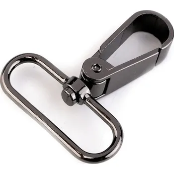 Kovová karabina otočná, průvlek 39 mm, střední, 3 nikl černý