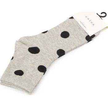 Dámské ponožky Dámské / dívčí bavlněné ponožky, velké, 3 šedá světlá puntíky