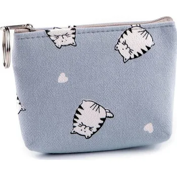 Peněženka Malá peněženka / klíčenka kočka, textilní 11x8 cm, velké, 4 modrá holubí