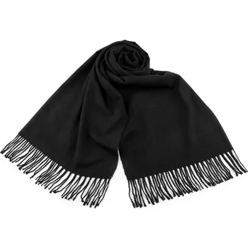 Šála Šátek / šála s třásněmi 70x180 cm, střední, 6 černá