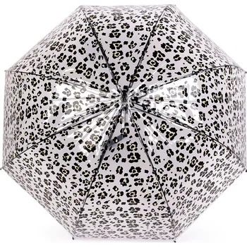 Deštník Dámský / dívčí průhledný vystřelovací deštník leopard, velké, 1 krémová světlá