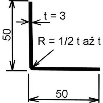 Stavební profil Jekl otevřený L 50×50×3 mm – 6 m