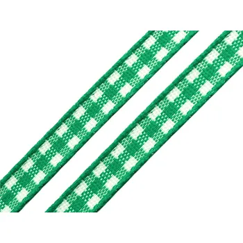 Stuha Károvaná stuha šíře 6 mm, střední, 16 zelená