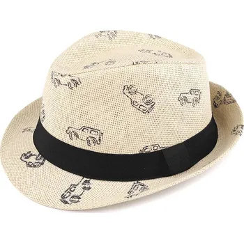 Klobouk Dětský letní klobouk / slamák auta, velké, 12 (vel. 54) přírodní sv.