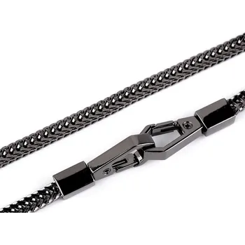 Řetízek Řetízek na kabelky s karabinou délka 120 cm, střední, 2 nikl černý