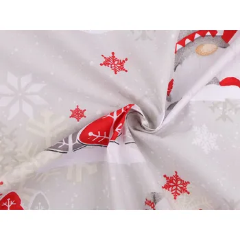 Vánoční bavlněná látka skřítek, střední, 1 (CH7) šedá nejsvětlejší červená