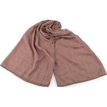 Letní šátek / šála s ozdobným lemem 70x160 cm, střední, 4 béžová