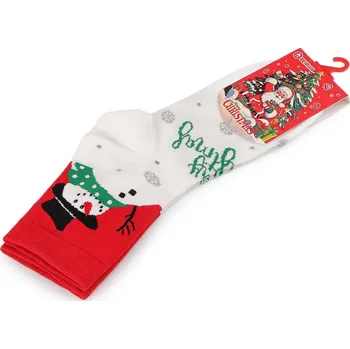 Dámské ponožky Dámské / dívčí vánoční ponožky, střední, 2 bílo červená sněhulák