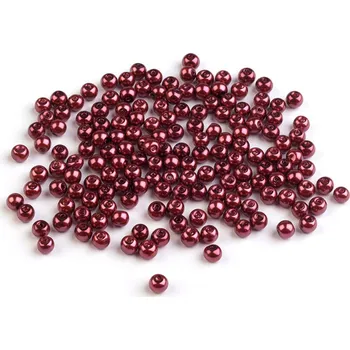 Dětské navlékací korálky Skleněné voskové perly Ø4 mm, střední, 39A bordó