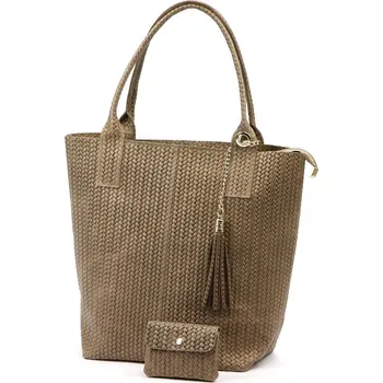 Kabelka Dámská kabelka Luka 26-028 TOREBKA+PORTFEL taupe + doprava zdarma