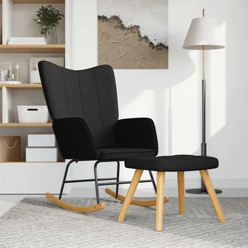 Křeslo zahrada-XL Houpací křeslo se stoličkou černé textil 328024