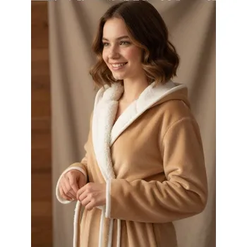 Dámská móda Sinsay - Župan s&nbsp;kapucí - béžová - 029GX-08X - 029GX-08X-S_M