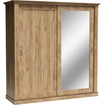 Šatní skříň Dvoudveřová skříň AILISH - šířka 211 cm, dub kraft zlatý