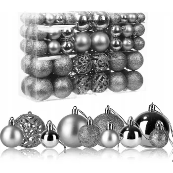 Vánoční ozdoba Sada 100 Stříbrných Vánočních Ozdob na Stromek