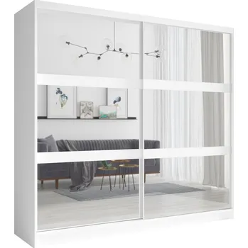 Šatní skříň Velká zrcadlová šatní skříň 230 cm DUITAMA - bílá