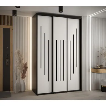 Šatní skříň Šatní skříň YVONA 8 - 160/45 cm, černá / bílá / černá